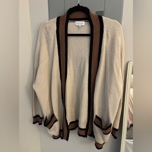 Cream stripped long cardigan